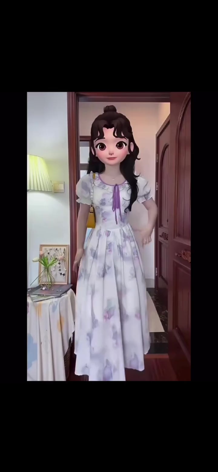 French-Style Cinched Waist High-End Floral Dress